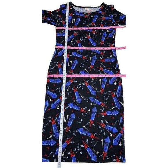 LuLaRoe‎ Julia Fireworks Rocket Patriotic Bodycon Dress Small NEW - Picture 5 of 6